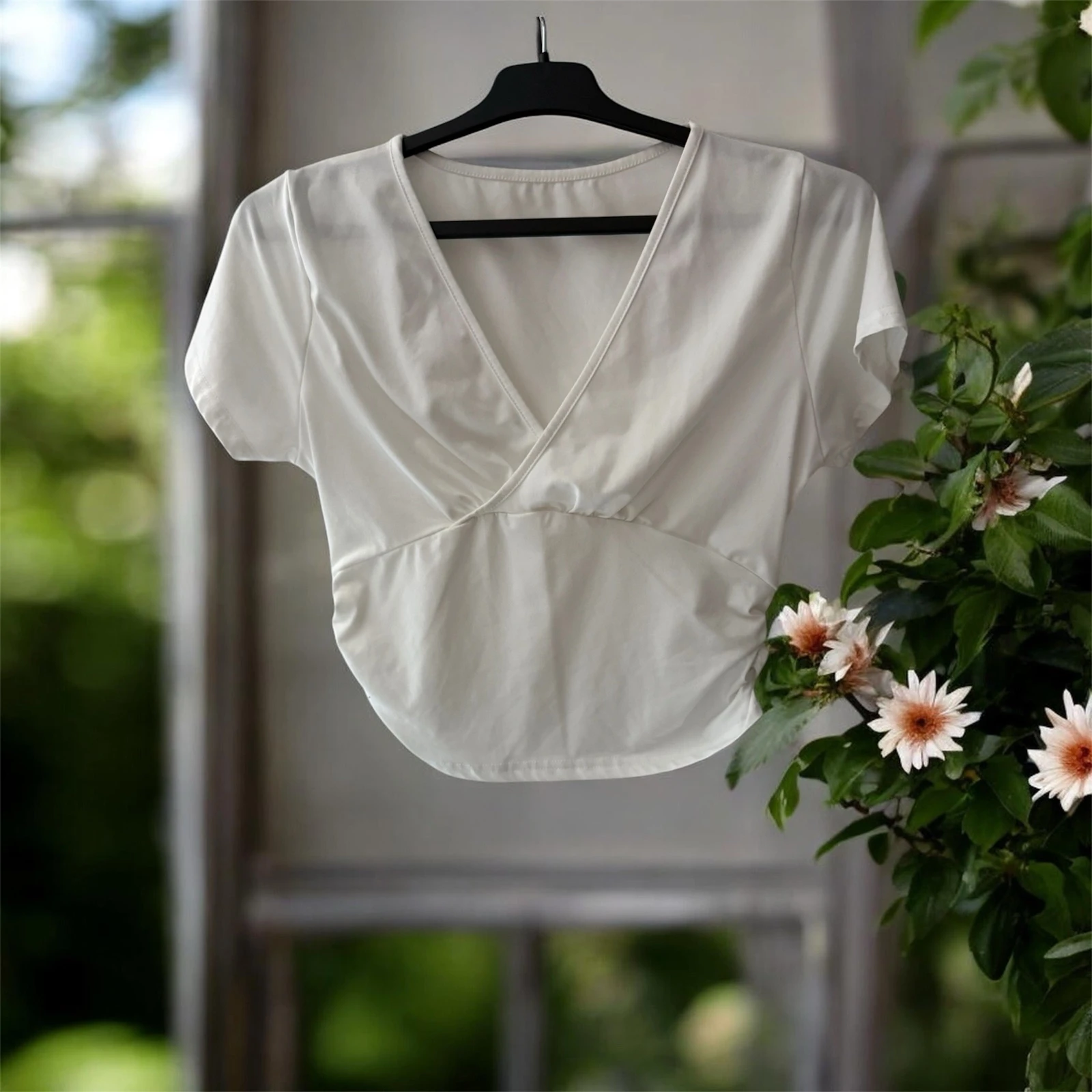 Haut cache-cœur blanc – Taille L – Très bon état